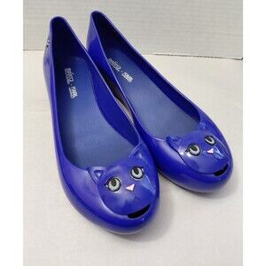 Melissa x Karl Lagerfeld Ultragirl Blue Cat Ballet Sytle Shoes Women's Size 8